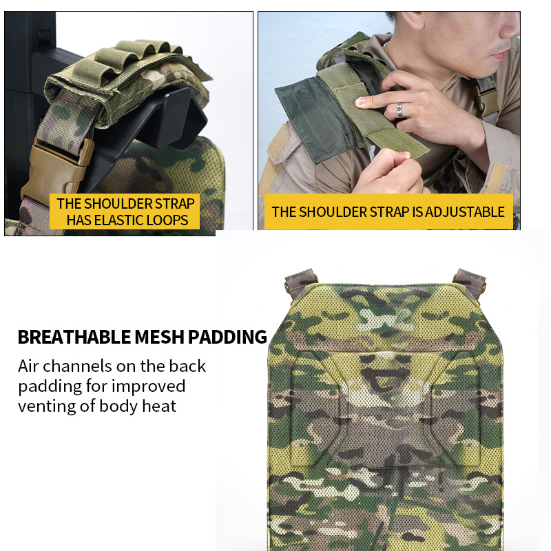 SABADO Quick Release Lightweight Vest Adjustable Breathable Weighted Camo Tactical Outdoor Carrier Vest for Training 