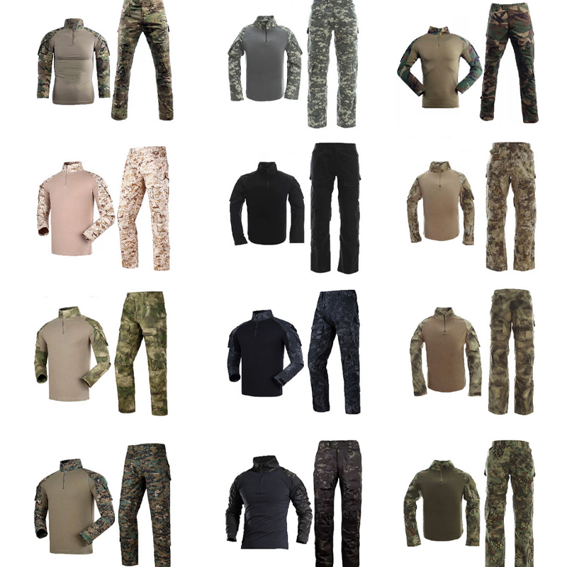 SABADO Men's 1/4 Zip Tactical Combat Shirt and Pants Set Long Sleeve Hunting Military Uniform