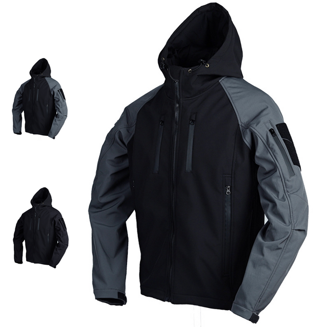 SABADO Men Tactical Jacket Hunting Soft Shell Waterproof Fleece Airsoft Jackets Warm Hooded Windbreaker Combat Coat