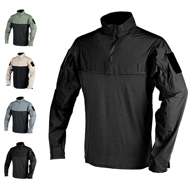 SABADO Mens Hiking Tactical Shirt Combat Long Sleeve Army Military Outdoor Shirt 