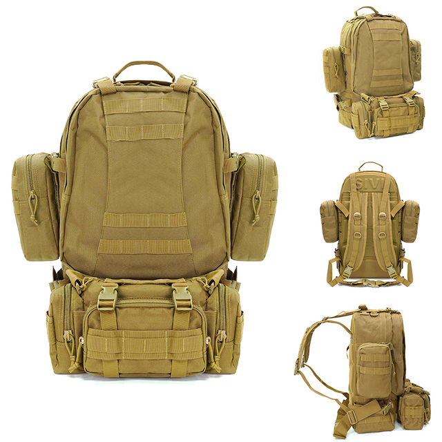 SABADO Large Capacity Assault Hiking 4 in 1 Molle Hiking Bag Climbing Army Sport Tactical Backpack