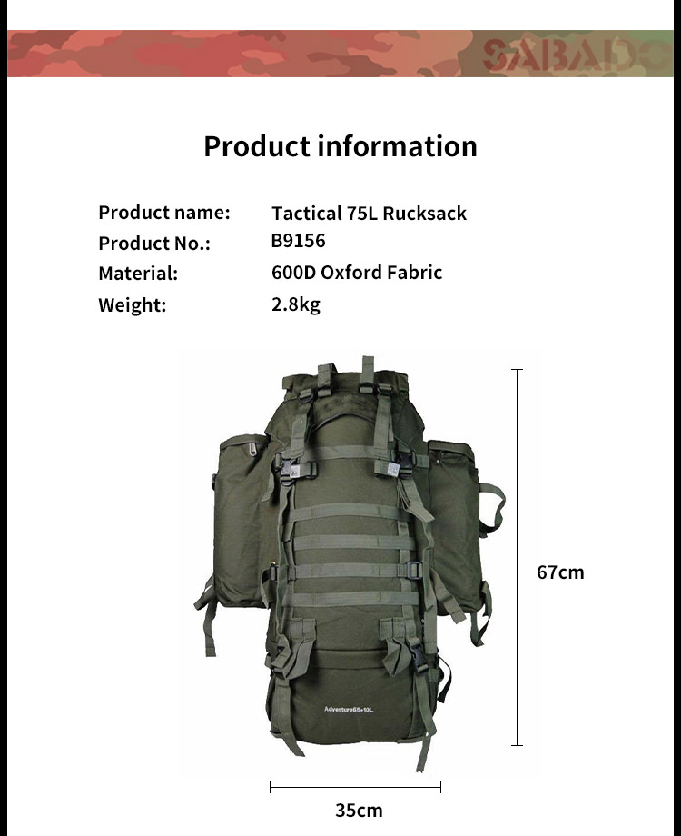 SABADO Large Hiking Backpack Military Rucksack