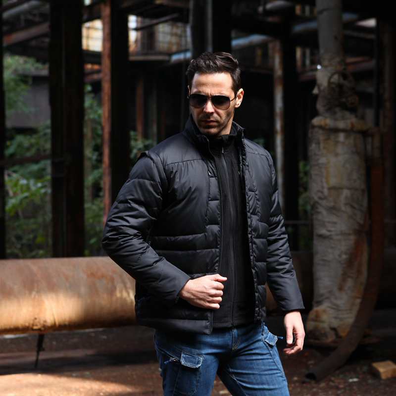 SABADO Military Men's Coat Down Jacket with Removable Sleeves