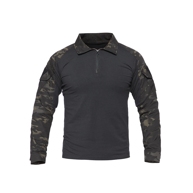 SABADO Men Camouflage Long Sleeve Zipper Tactical T Shirt 